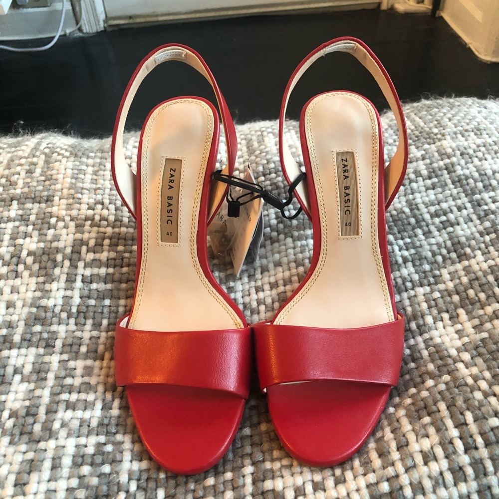 Zara Strappy Red Heels NWT